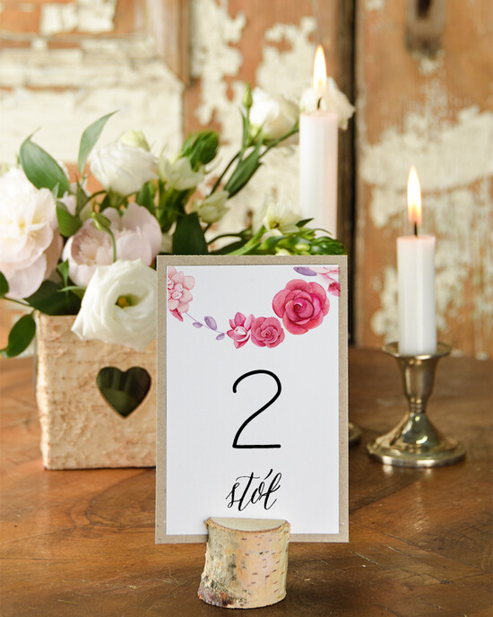 Numery na stół Otwarte jednokartkowe numerki na stoliki ślubne, eleganckie usadzenie gości 29/cc/nr
