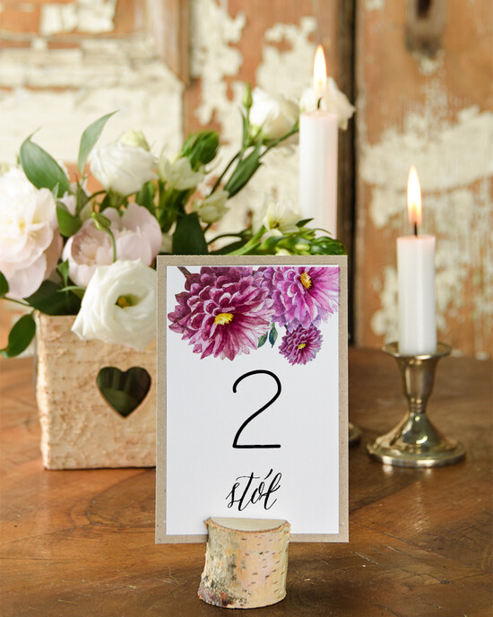 Numery na stół Otwarte jednokartkowe usadzenie gości numery na stół weselny, klasyczne i eleganckie usadzenie gości na weselu 48/cc/nrS