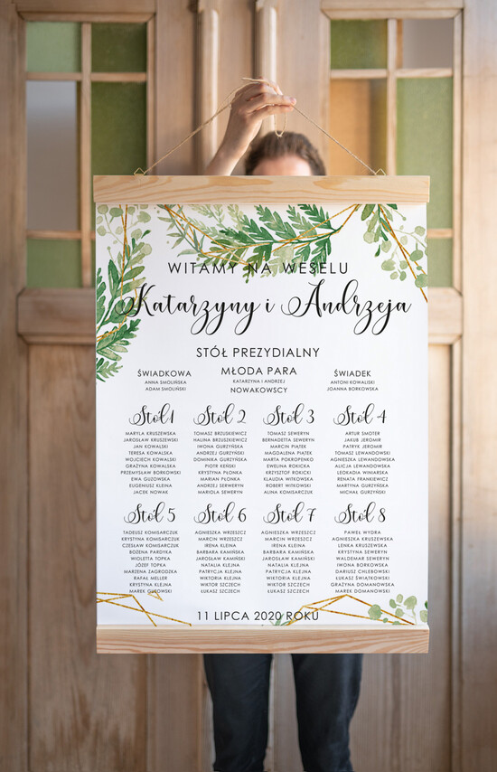 Plany stołów Plakaty Rustykalne tablica z rozmieszczeniem gości plan stołów weselnych, dopasuj swoj rozmiar rustykalne 12/CB/PLD