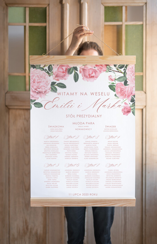 Plany stołów Plakaty Rustykalne powitanie gości na sali ślubnej i plan stołów, w stylu rustykalnym dopasuj swoj rozmiar 10/CB/PLD