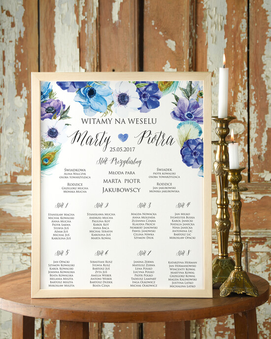 Plany stołów Plakaty Rustykalne tablica z rozmieszczeniem gości plan stołów weselnych, rustykalny styl wybierz rozmiar 03/rstKSZ/PL