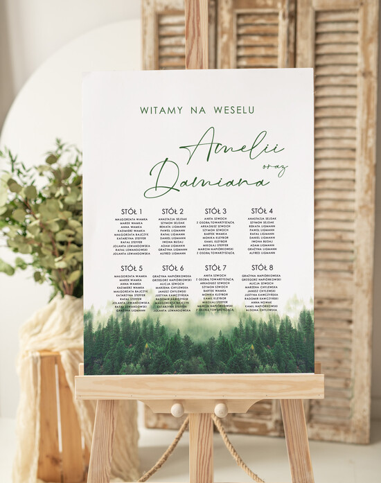 Plany stołów Plakaty Rustykalne plan usadzenia gości, tablica z planem stołów na wesele, plan stołów weselnych rustykalny plan usadz 01/LASj/PL
