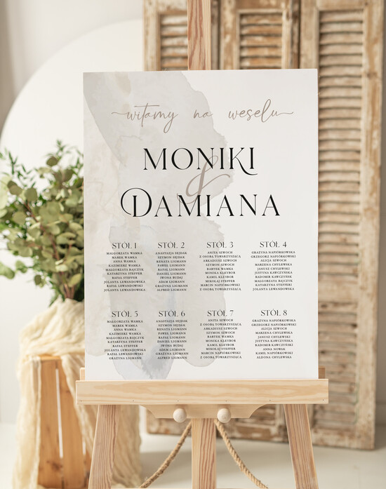 Plany stołów Plakaty Rustykalne plan usadzenia gości, tablica z planem stołów na wesele, plan stołów weselnych rustykalny plan usadz 36/Now/PL