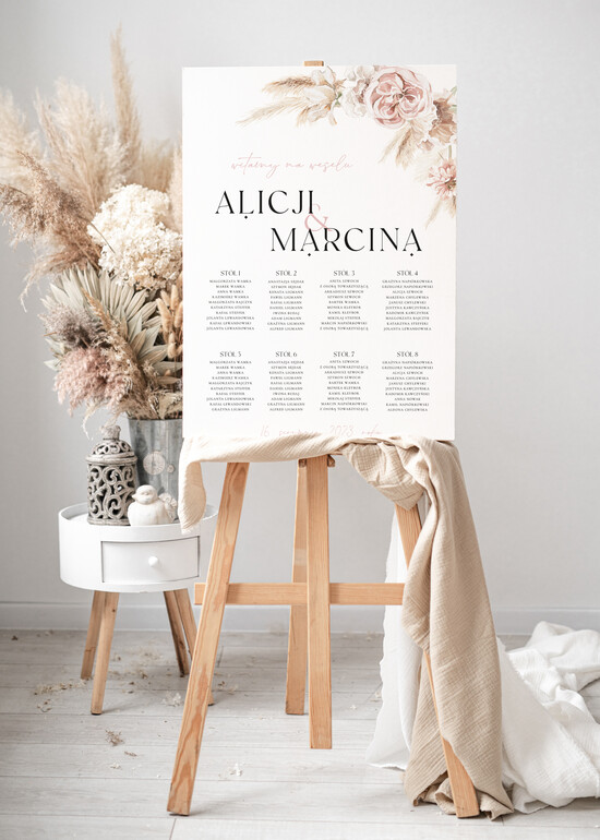 Plany stołów Plakaty Rustykalne powitanie gości na sali ślubnej i plan stołów, dopasuj swoj rozmiar rustykalne, tablica z planem sto 29/Now/PL