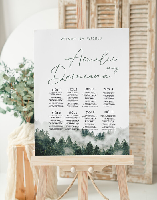 Plany stołów Plakaty Rustykalne tablica z rozmieszczeniem gości plan stołów weselnych, plan stołów na wesele tablica z rozstawieniem 01/LASj/PL
