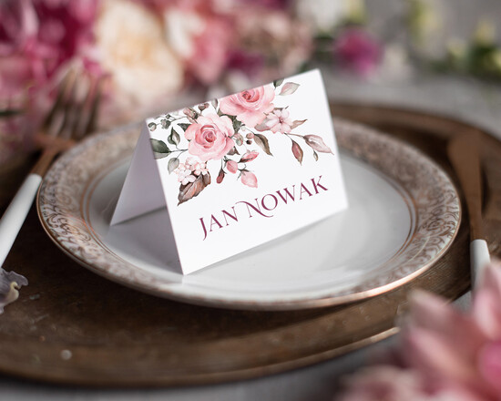 Winietki botaniczne podróżnicze  winietki ślubne wizytówki na stół weselny, eleganckie 01/kieszW/w