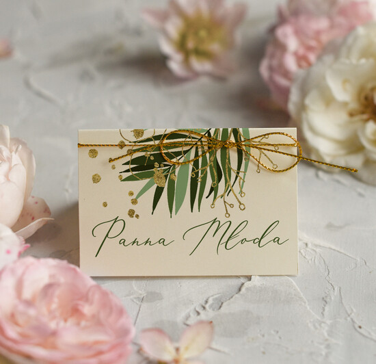 Winietki botaniczne podróżnicze  ślubne winietki na stół weselny, liść paproci, delikatne winietki ślubne  21/Vbot/w