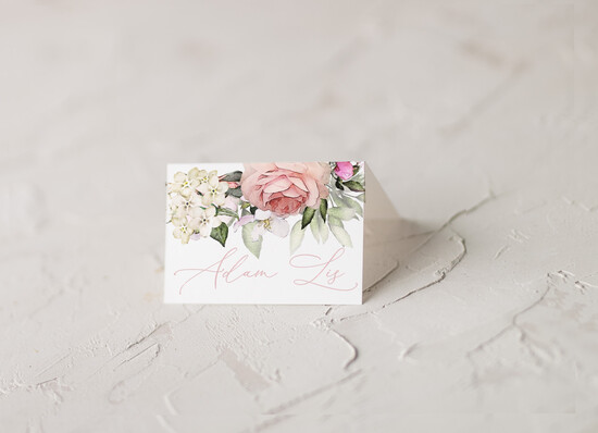 Winietki botaniczne podróżnicze  ślubne wizytówki winietki na stół weselny eleganckie winietki na stół weselny, kolorowe winietki na  01/roses/w