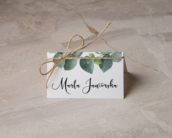 Winietki botaniczne podróżnicze  ślubne wizytówki winietki na stół weselny, eleganckie 44/bot/w