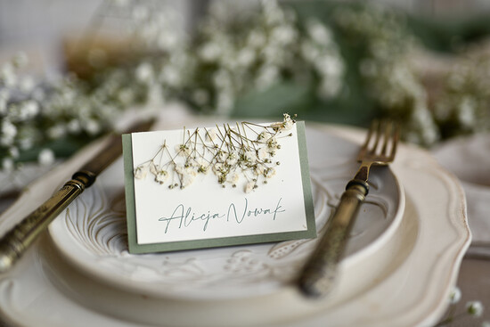 Winietki botaniczne podróżnicze  karteczki ślubne winietki weselne, eleganckie winietki na stoły weselne, wizytówki ślubne, elegancki 01/gipsLakG/w25