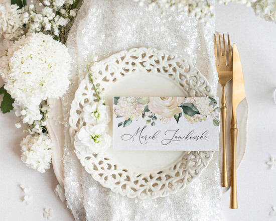 Winietki botaniczne podróżnicze  winietki ślubne wizytówki dla gości weselnych, eleganckie winietki, winietka na stół weselny 01/botR/w