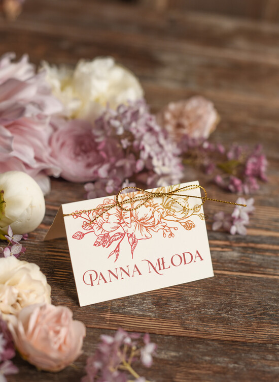 Winietki botaniczne podróżnicze  ozdobne winietki na ślub wizytówki dla gości weselnych, eleganckie winietki na stół weselny 01/miniSK/w