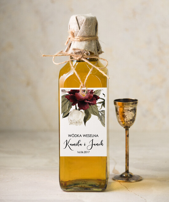 Zawieszki na butelki botaniczne podróżnicze  zawieszka etykieta na alkohole weselne, botaniczne dowolne teksty 05/bot/zw