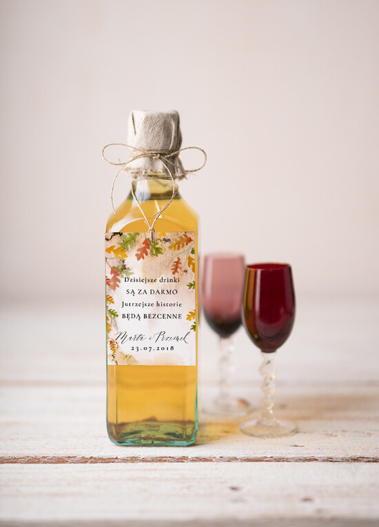 Zawieszki na butelki botaniczne podróżnicze  zawieszki na alkohol weselny, botaniczne z waszą treścią 06/Abot/zw