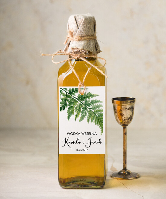 Zawieszki na butelki botaniczne podróżnicze  zawieszki na alkohol weselny, eleganckie z dowolną treścią 09/bot/zw