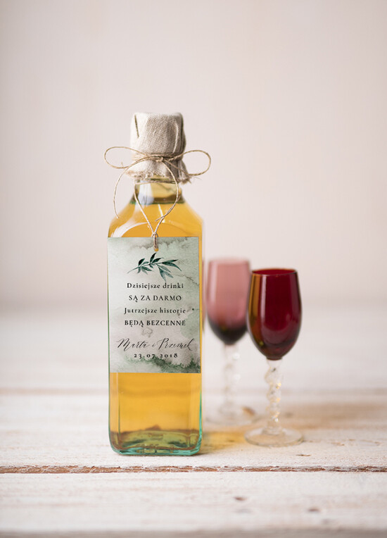 Zawieszki na butelki botaniczne podróżnicze  zawieszka na alkohol weselny, eleganckie z dowolną treścią 01/Abot/zw