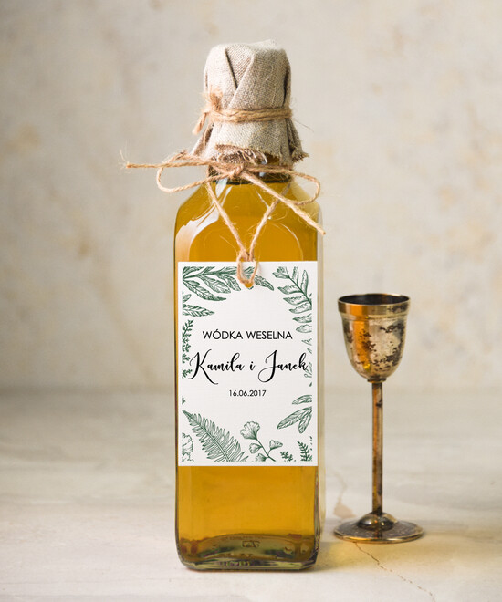 Zawieszki na butelki botaniczne podróżnicze  etykiety na butelki weselne, eleganckie z dowolną treścią 17/bot/zw