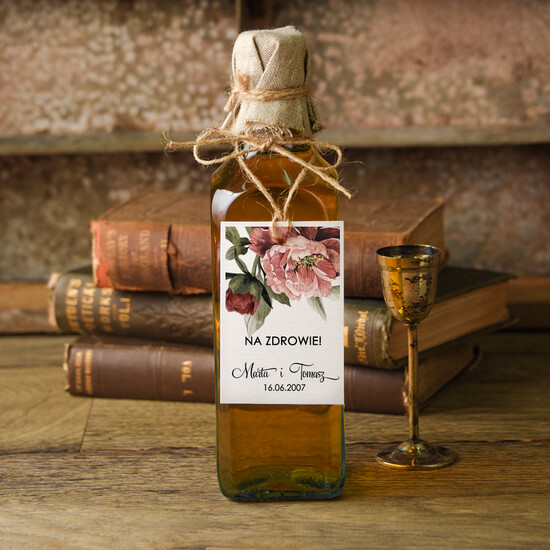 Zawieszki na butelki botaniczne podróżnicze  zawieszki ślubne na butelki, botaniczne tekst dowolny 19/bot/zw