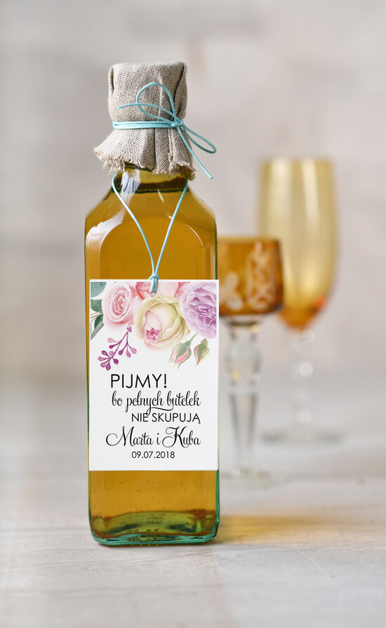 Zawieszki na butelki botaniczne podróżnicze  zawieszki ślubne na butelki, eleganckie z dowolną treścią 21/kolb/zw