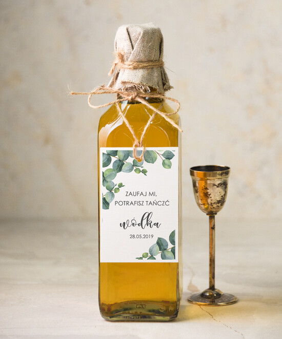 Zawieszki na butelki botaniczne podróżnicze  etykiety na wódkę weselną, boho dowolny tekst 44/bot/zw