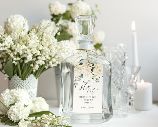 Zawieszki na butelki botaniczne podróżnicze  etykiety na butelki weselne, eleganckie z dowolną treścią, zawieszki na butelkię, śmieszne wierszyki 01/botR/zw