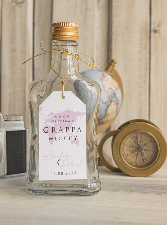 Zawieszki na butelki botaniczne podróżnicze  etykiety na butelki weselne z mapą, zawieszki na butelką dopasowana do zaproszeń paszport, zawieszki 01/passKzwR/zw