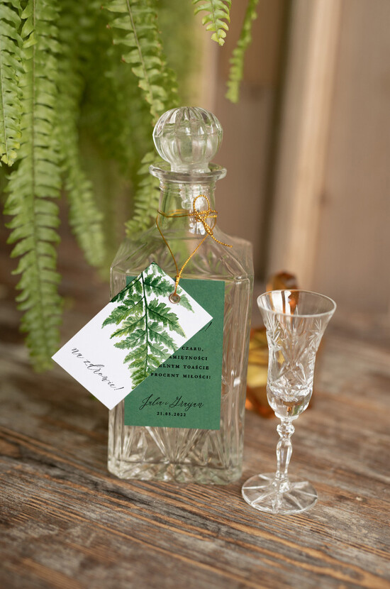 Zawieszki na butelki botaniczne podróżnicze  ślubne zawieszki na alkohol, botaniczne tekst dowolny 01/botn/zw