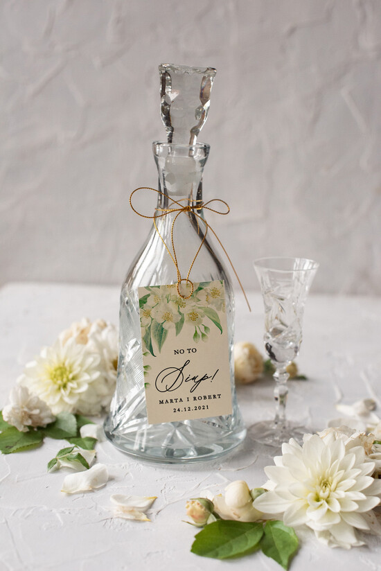 Zawieszki na butelki botaniczne podróżnicze  zawieszki ślubne na alkohol rustykalne z własnym tekstem oryginalne zawieszki na butelkę  09/owb/zw