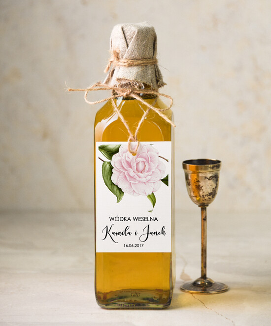 Zawieszki na butelki botaniczne podróżnicze  etykieta na wódkę zawieszka na alkohol weselny, eleganckie z dowolną treścią 01/bot/zw