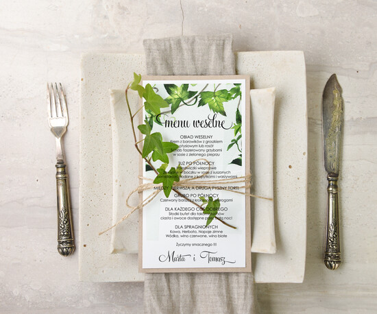 Menu botaniczne podróżnicze  menu weselne plan podawania posiłków na weselu, botaniczne z dowolną treścia 13/bot/m