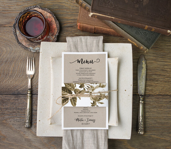 Menu botaniczne podróżnicze  menu weselne plan podawania posiłków na weselu, botaniczne z dowolną treścia 21/bot/m