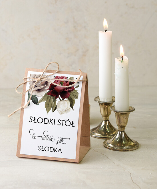 Numery na stół botaniczne podróżnicze  numerek stojak na stół weselny, kwiaty boho piekne kolory 05/bot/nrS