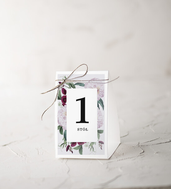 Numery na stół botaniczne podróżnicze  numerek stojak na stół weselny, kwiaty boho piekne kolory 10/Vbot/nrS