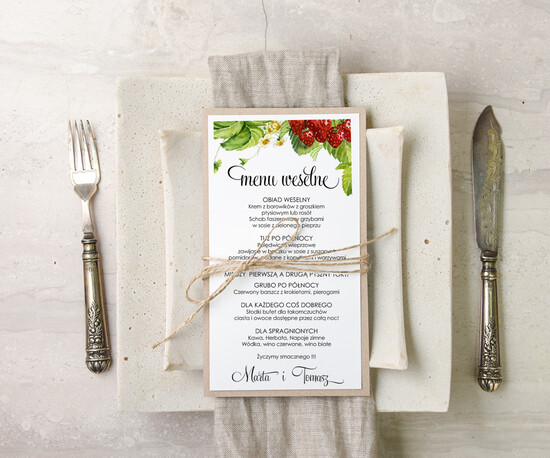 Menu akwarele menu weselne plan podawania posiłków na weselu, z dowolną treścia inspirowane malarstwem 03/akwECOsz/m