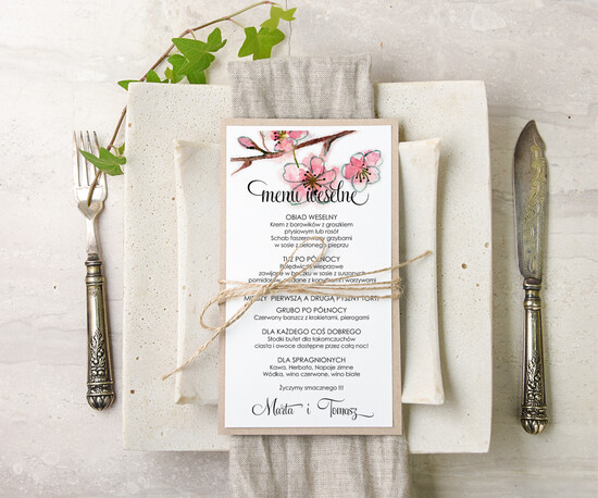 Menu akwarele menu weselne na stoły plan podawania posiłków, akwarelki dowolna tresc 19/akwECO/m