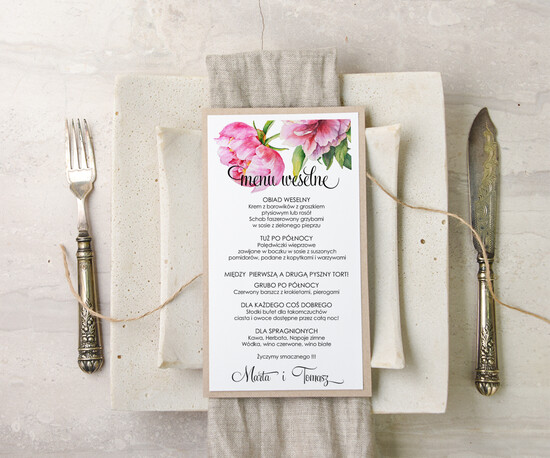 Menu akwarele weselne menu karta dań weselnych, z dowolną treścia inspirowane malarstwem 20/akwECO/m