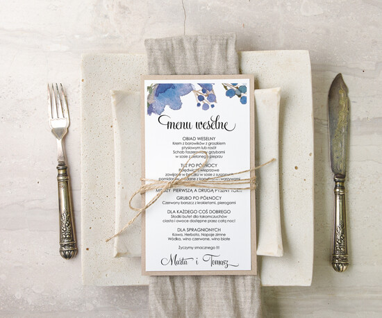 Menu akwarele menu weselne karta dań weselnych, z dowolną treścia inspirowane malarstwem 40/akwECO/m