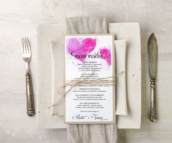 Menu akwarele karta dań weselnych menu weselne plan podawania posiłków, eleganckie z wasza treścia 35/akwECO/m