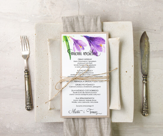 Menu akwarele weselne menu karta potraw weselnych, malowane akwarele wasza tresc 39/akwECO/m