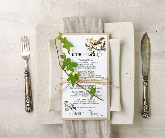 Menu akwarele menu ślubne z planem posiłków, malowane akwarele wasza tresc 49/akwECO/m