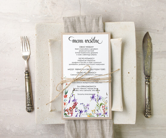 Menu akwarele menu weselne na stoły karta dań weselnych, eleganckie z wasza treścia 59/akwECO/m