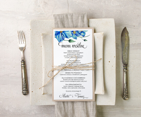 Menu akwarele menu weselne na stoły karta dań weselnych, malowane akwarele wasza tresc 63/akwECO/m