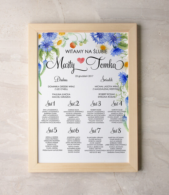 Plany stołów Plakaty Akwarele plan stołów na wesele tablica z rozmieszczeniem gości, akwarelowe wybierz swoj rozmiar 02/akwECO/PL