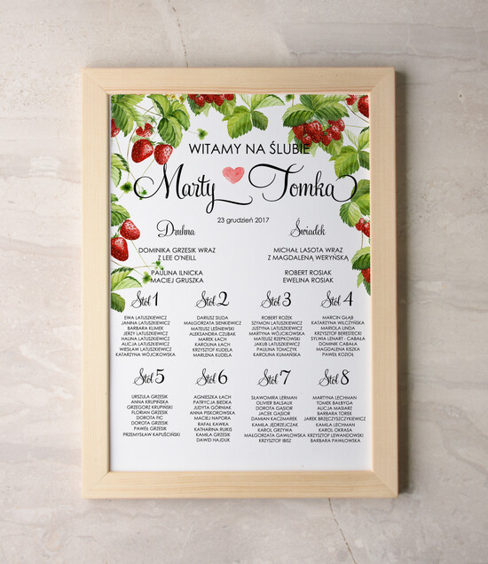 Plany stołów Plakaty Akwarele planer ślubny plan usadzenia gości na weselu, wiele rozmiarów do wyboru romantyczne akwarelki 03/akwECOsz/PL