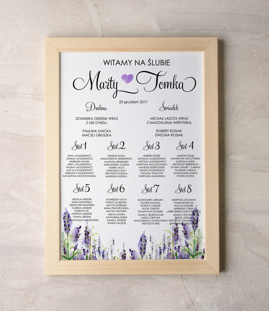 Plany stołów Plakaty Akwarele plansza weselna plan stołów weselnych, malowane akwarelkowe wzory dopasuj rozmiar 12/akwECO/PL