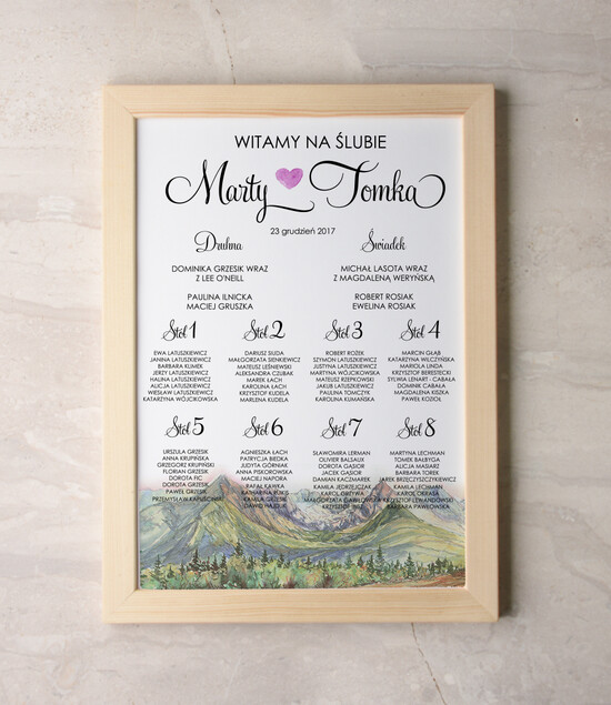 Plany stołów Plakaty Akwarele plansza powitanie gości i plan stołów w jednym, akwarelowe wybierz swoj rozmiar 31/akwECO/PL