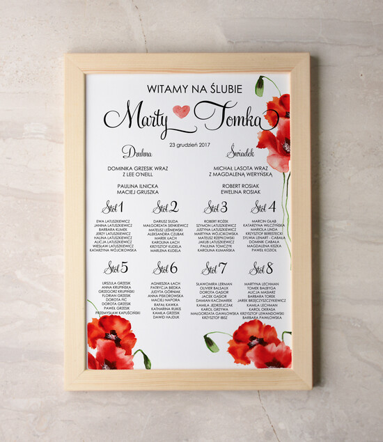 Plany stołów Plakaty Akwarele plan stołów  weselnych usadzenie gości na weselu, akwarelowe wybierz swoj rozmiar 36/akwECO/PL