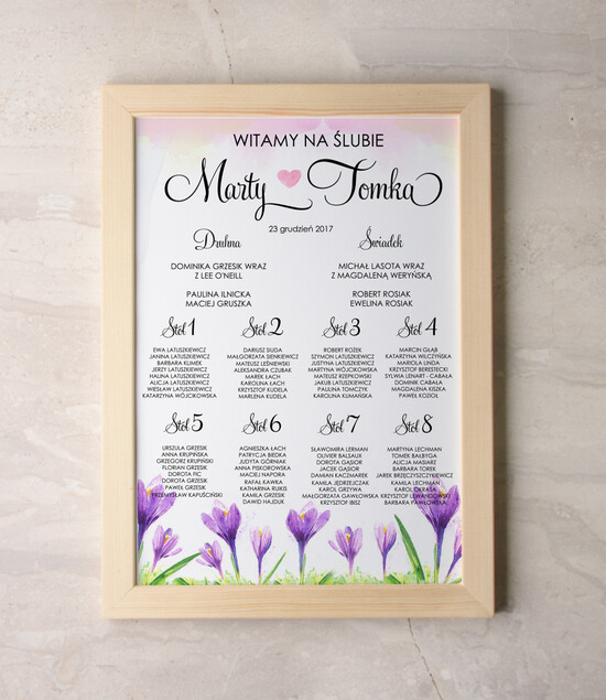 Plany stołów Plakaty Akwarele powitanie gości na sali ślubnej i plan stołów, malowane akwarelkowe wzory dopasuj rozmiar 39/akwECO/PL