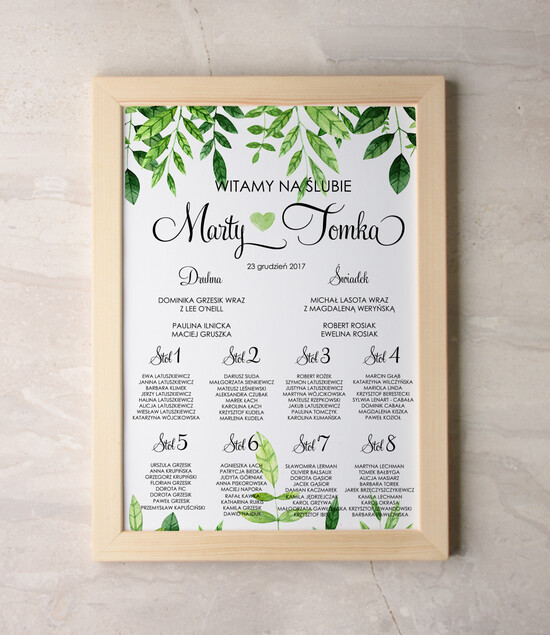 Plany stołów Plakaty Akwarele planer ślubny plan usadzenia gości na weselu, akwarelowe wybierz swoj rozmiar 66/akwECO/PL