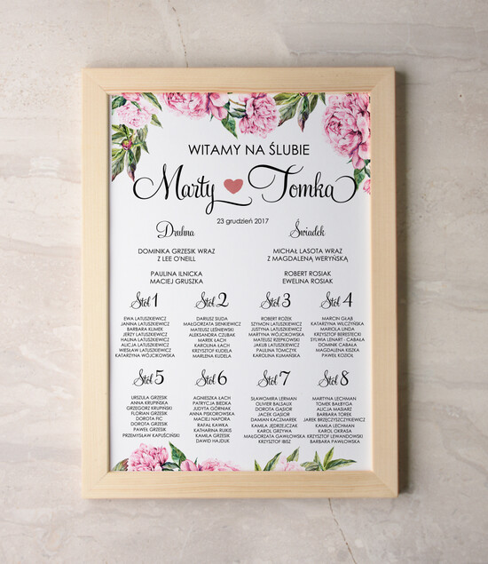 Plany stołów Plakaty botaniczne podróżnicze plansza weselna plan stołów weselnych, dopasuj rozmiar do swojego wesela rustykalne 03/botKAL/PL